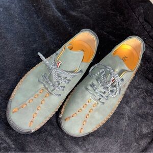 Men Blue Leather Menico Handstiched 100% Caoutchouc Casual  Shoe Lace Up 42/US 9